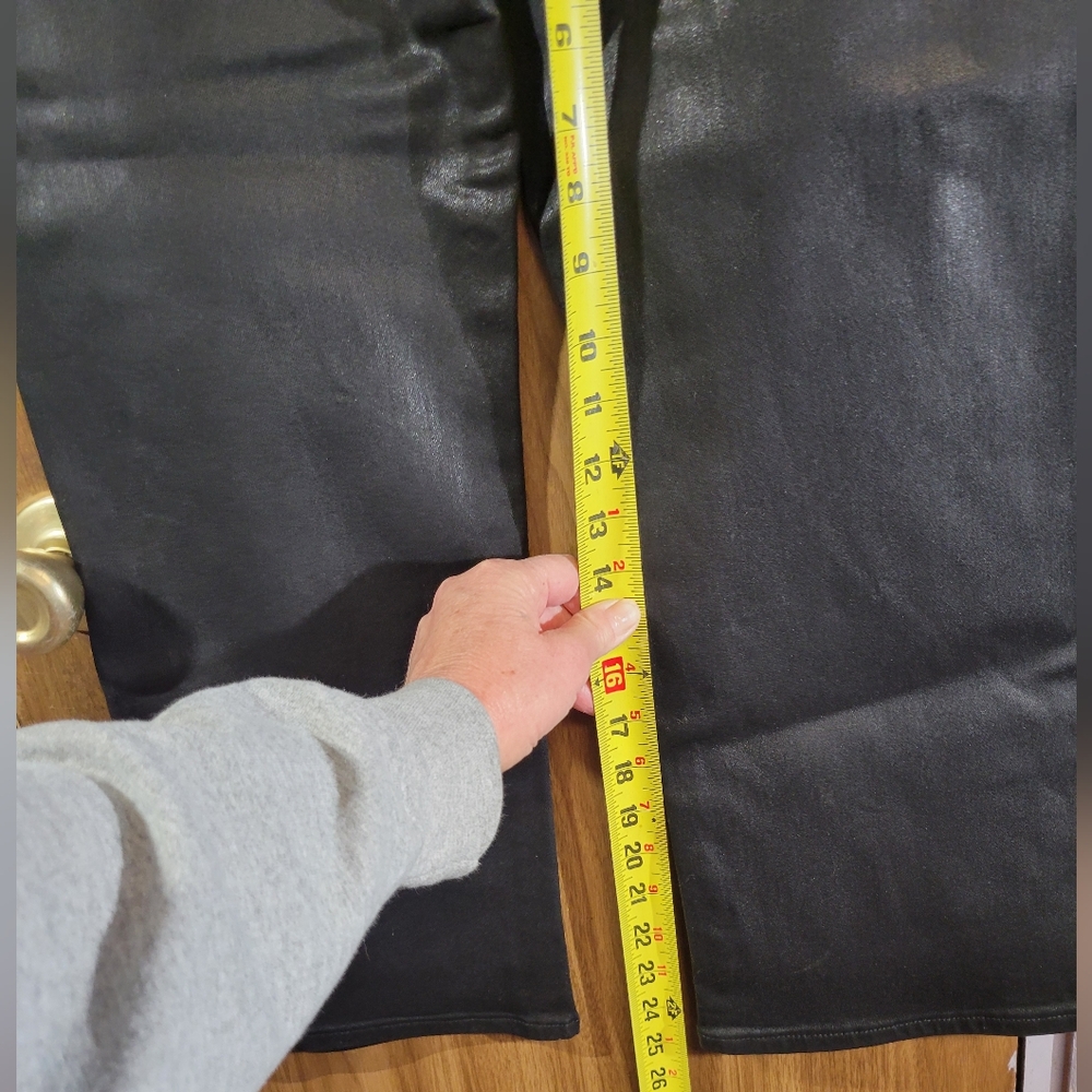 7 for all man women size 31kind coated denim jeans in black high waist slim kick - Picture 14 of 16